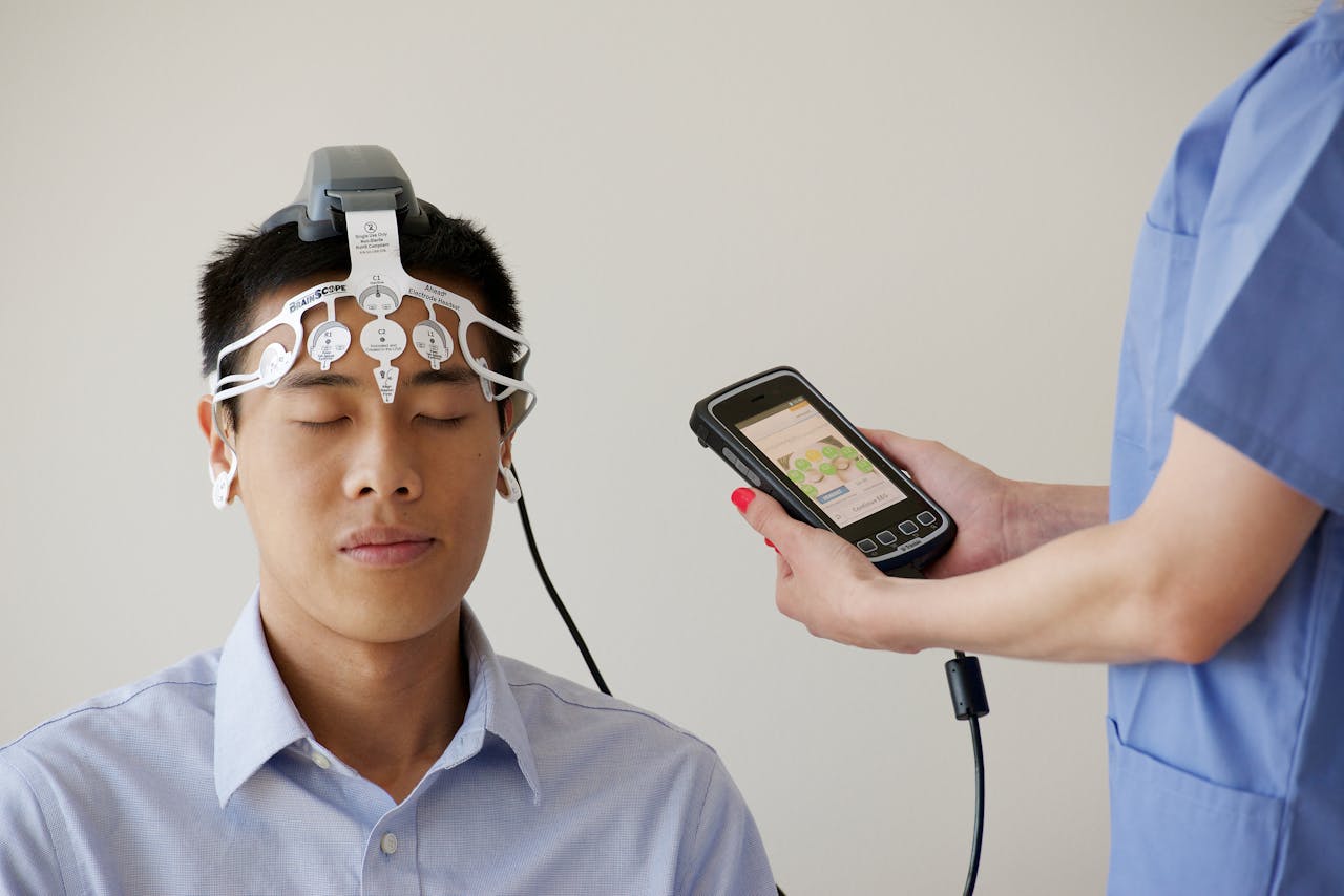 Man during Examination with Use of Brainscope